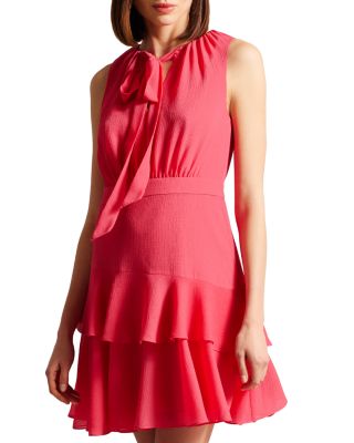 asymmetrical printed dress Shani Women's Jacquard Fit & Flare Tiered Dress - Dusty Pink Silver main image 1