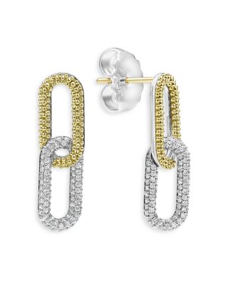 18K Yellow Gold & Sterling Silver Caviar Lux-Clip Diamond Drop Earrings - Exclusive
