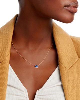 Blue Lapis Pendant Necklace in 14K Yellow Gold, 18-19"