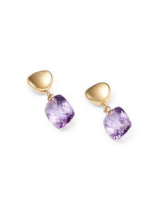 Amethyst Drop Earrings in 14K Yellow Gold