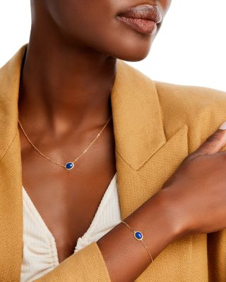 Blue Lapis Pendant Necklace in 14K Yellow Gold, 18-19"