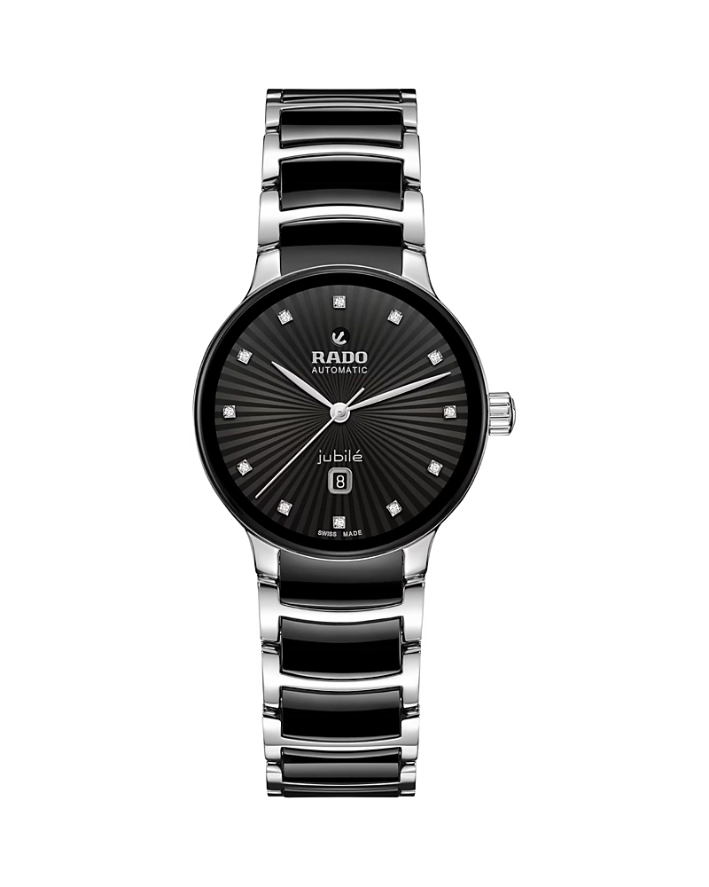 Rado Women's Swiss Automatic Centrix Diamond (1/20 Ct. T.w.) Black High-tech Ceramic & Stainless Steel Br In Black