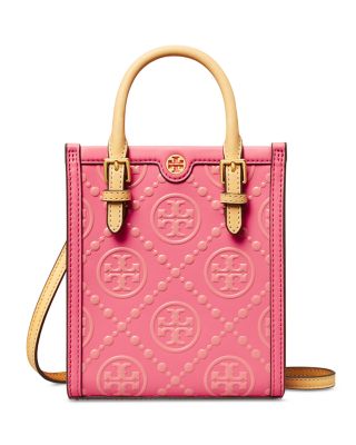 T Monogram Contrast Embossed Tote: Women's Designer Tote Bags