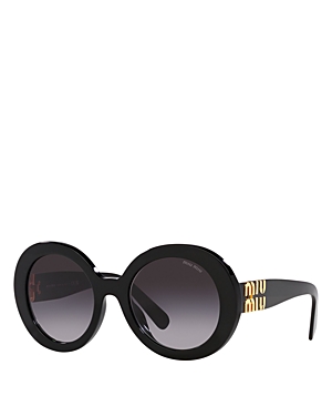 Shop Miu Miu Round Sunglasses, 55mm In Black/gray Gradient