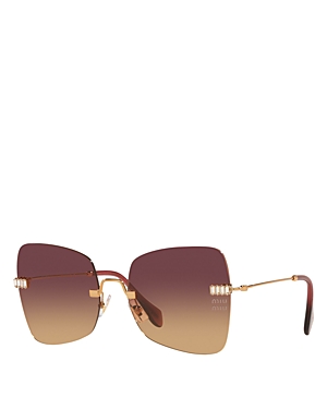 Shop Miu Miu Embellished Butterfly Sunglasses, 59mm In Brown/gold Gradient