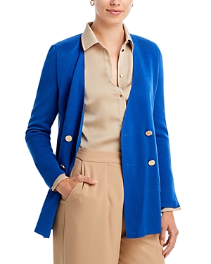 Shop Misook Double Breasted Jacket In Lyons Blue