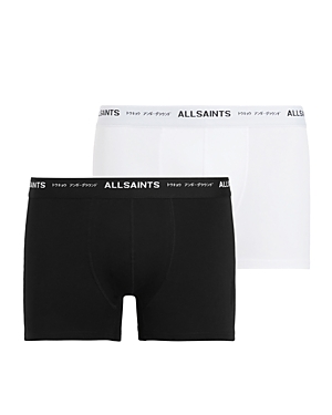 Shop Allsaints Underground Boxers, Pack Of 2 In Jet Black/ Optic White