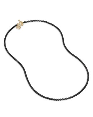 14K Yellow Gold & Black Acrylic Stainless Steel DY Bel Aire Box Link Chain Necklace, 18"