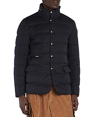 Shop Moncler Bess Down Blazer Jacket In Navy