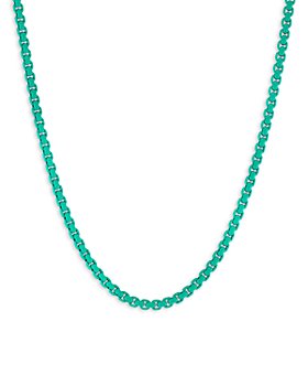 David Yurman - DY Bel Aire Box Chain Necklace in Turquoise Colored Acrylic with 14K Yellow Gold Accent, 18"