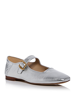 Shop Sam Edelman Women's Michaela Buckled Flats In Soft Silver