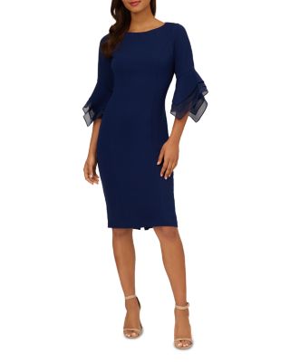 Adrianna Papell - Knit Crepe Tiered Sleeve Dress