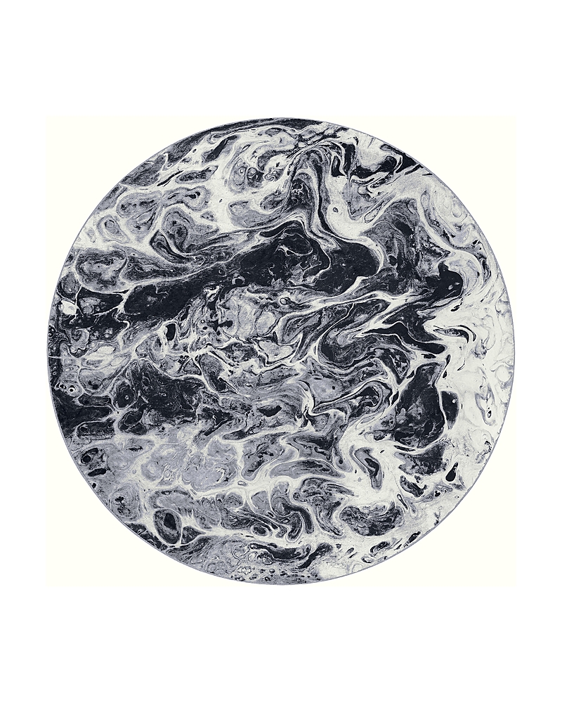 Dalyn Rug Company Rug Company Kikiamo Kk14 Round Area Rug, 8' X 8' In Marble/black