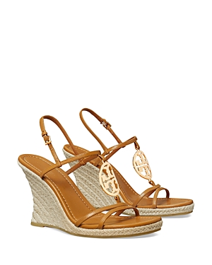 Tory Burch Capri Miller Medallion Wedge Espadrilles In Caramel Corn/wheat