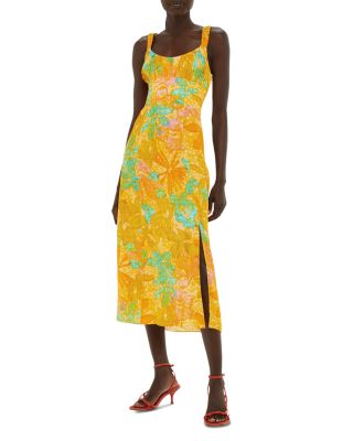 Pleated Smocked Midi Dress