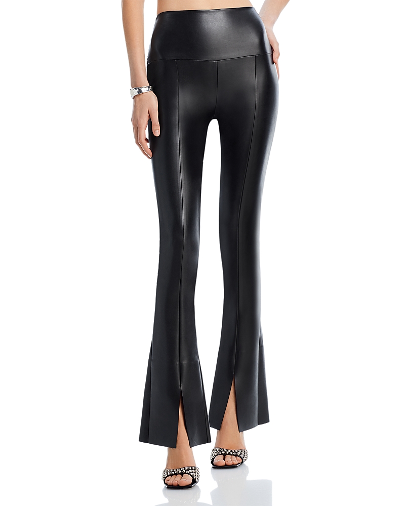 Norma Kamali Spat Split Hem Faux Leather Leggings