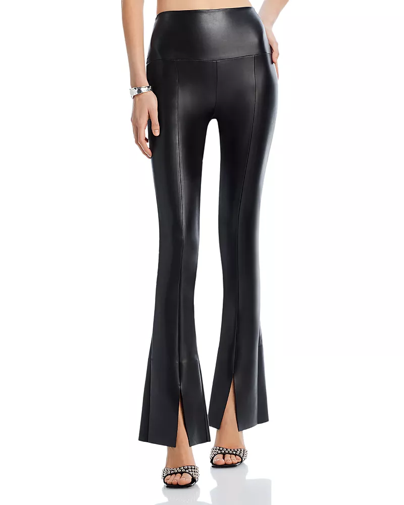 Norma Kamali Spat Split Hem Faux Leather Leggings