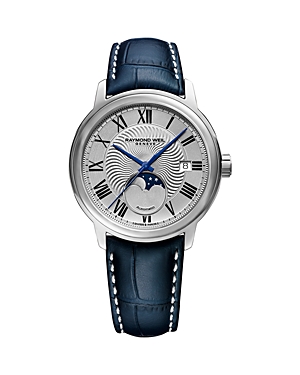 RAYMOND WEIL MAESTRO MOON PHASE AUTOMATIC LEATHER WATCH, 39.5MM