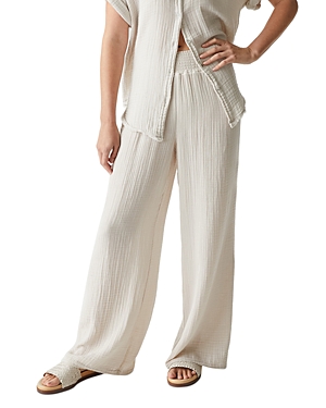 Shop Michael Stars Smocked Wide-leg Pants In Cement