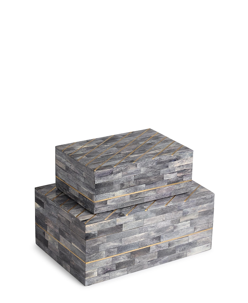 Gauri Kohli Monaco Gray Decorative Boxes, Set Of 2 In Grey