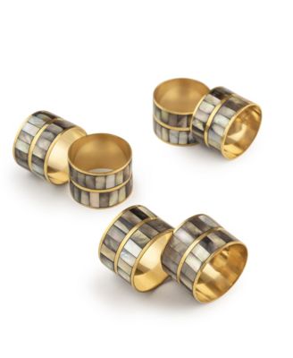GAURI KOHLI - Primrose Black Pearl Napkin Rings, Set of 6