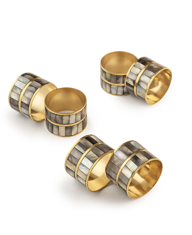 Gauri Kohli Primrose Black Pearl Napkin Rings, Set of 6