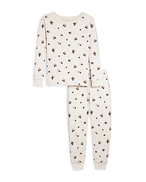 Petit Lem Girls' Knit Pajama Set - Little Kid In Beige
