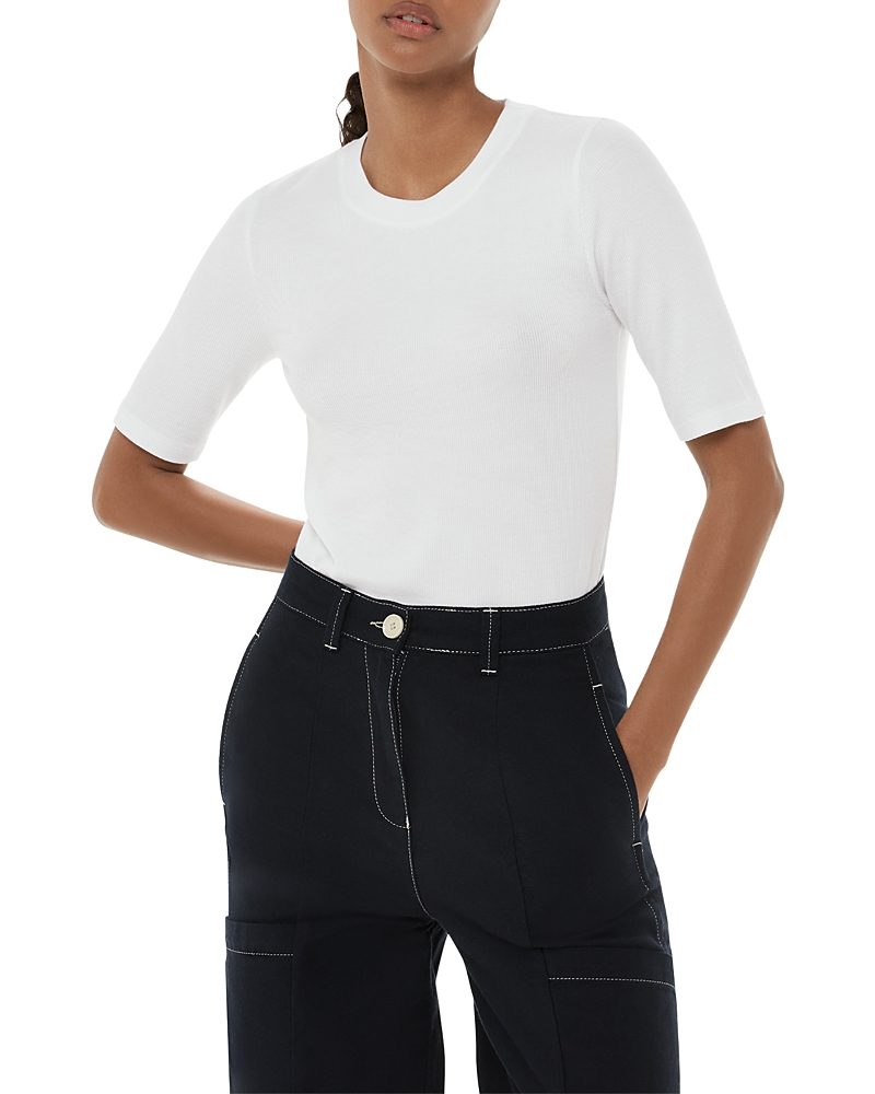 Whistles Essential Ribbed Tee In White