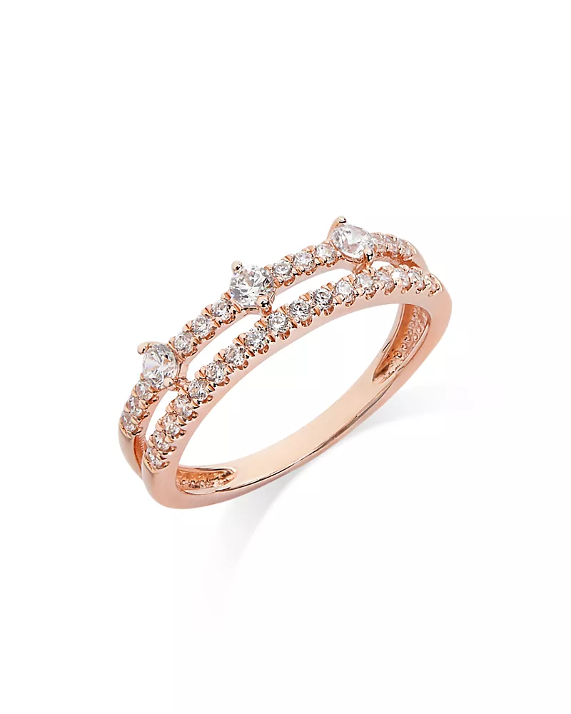 Bloomingdale's Fine Collection Diamond Double Row Ring in 14K Rose Gold, 0.48 tcw