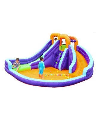 Double Slide Water Park with Climbing Wall & Water Cannon - Ages 5-12
