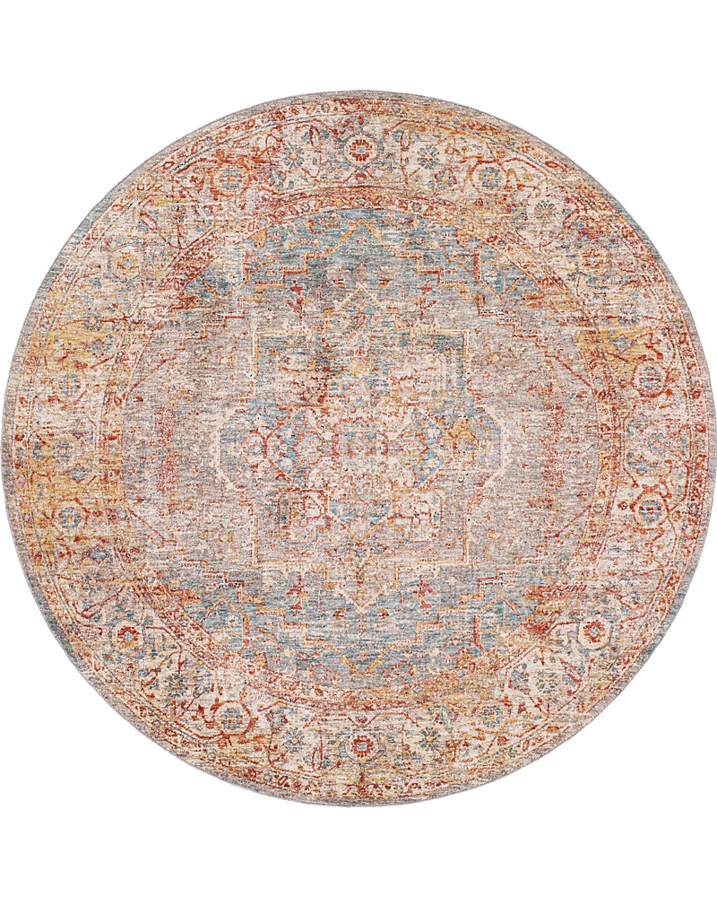 Surya Mirabel Mbe 2310 Round Area Rug, 6'7 X 6'7 In Mist/red