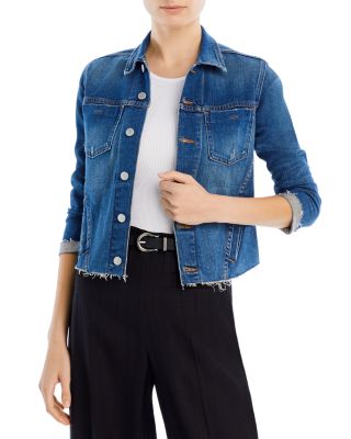 Off-White strap-detailing cropped denim jacket - Blue