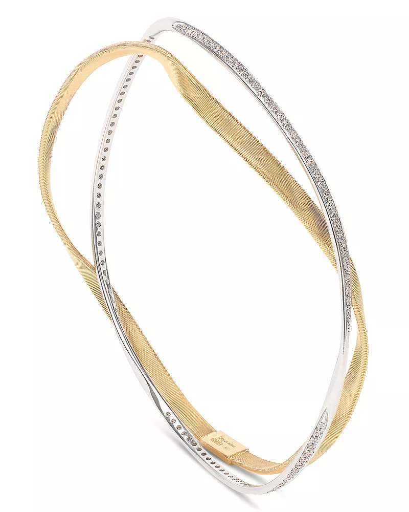 Marco Bicego 18K Yellow & White Gold Marrakech Diamond Bangle Set