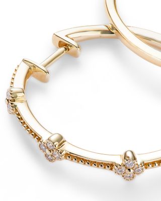 Diamond Hoop Earrings in 14K Yellow Gold, 0.18 tcw