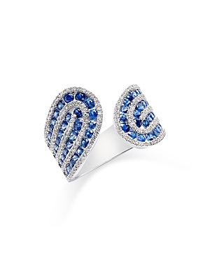 Bloomingdale's Sapphire & Diamond Statement Cuff Ring In 14k White Gold In Blue/white