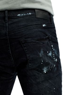 Paint Splatter Ripped Knee Black Skinny Jeans