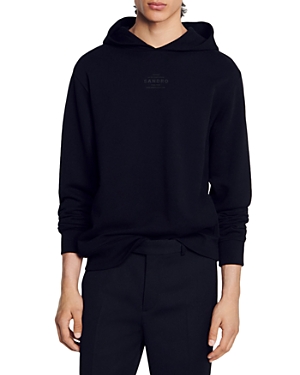 Shop Sandro Boutique Logo Pullover Hoodie In Black