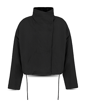 Armani Collezioni Logo Blouson Jacket In Solid Black