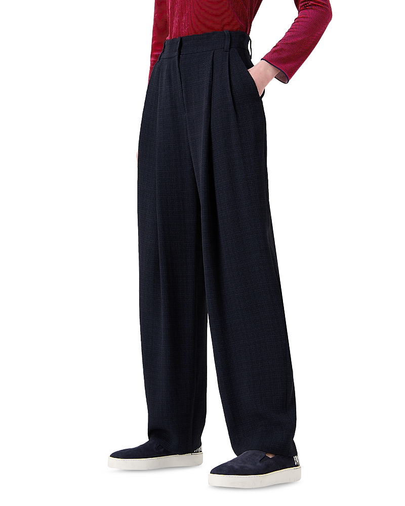 ARMANI COLLEZIONI MICROCHECK PLEATED TROUSERS