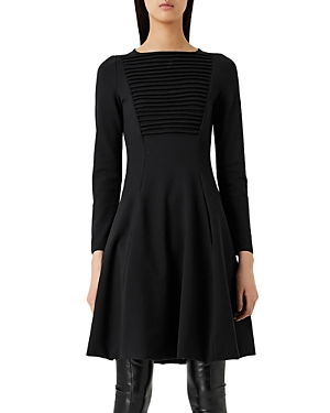 Armani Collezioni Emporio Armani Long Sleeve Milano Stitch Dress In Solid Black