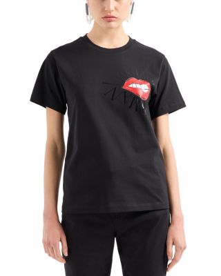 Emporio Armani Lip Logo Short Sleeve Cotton Tee