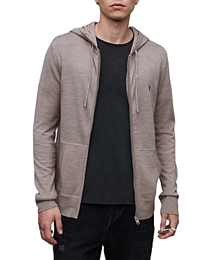 Allsaints Mode Merino Zip Ramskull Hoodie In Stone Taupe
