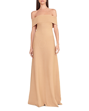 Shop Staud Artistry Off The Shoulder Gown In Camel