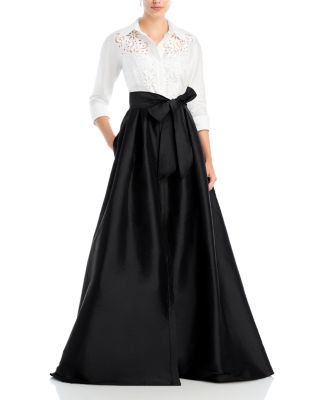 Teri Jon by Rickie Freeman Eyelet Top Shirt Gown Smart Closet