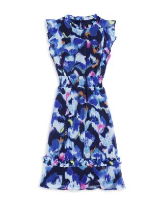 AQUA - Girls' Best Seller Metallic Ikat Midi Dress, Little Kid, Big Kid - Exclusive