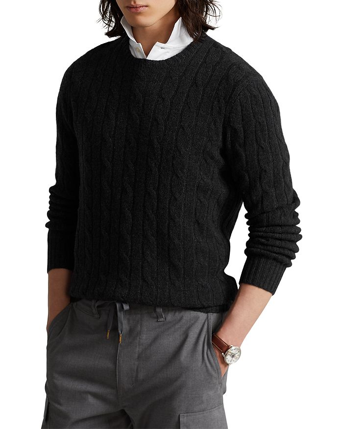 Polo Ralph Lauren Cable-knit Wool-cashmere Sweater In Dark Granite Heather