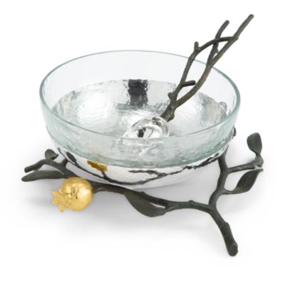 Pomegranate Glass Bowl &amp; Serving Spoon