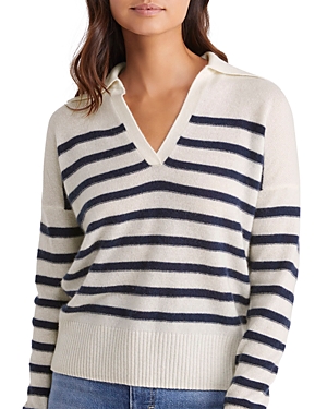 Vineyard Vines Cashmere Stripe Polo Sweater In Marshmallow