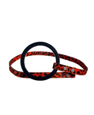 Short Susan Red Leopard Embossed Leather Dog Leash