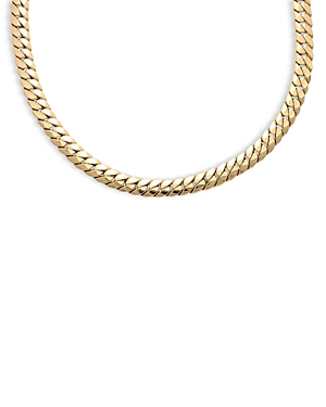 14K Yellow Gold Herringbone Curb Link Necklace, 18